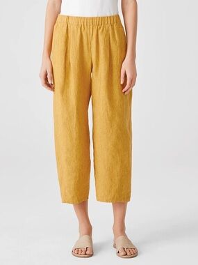 Eileen Fisher Organic Linen Delave Pull On Pant Marigold Lagenlook Minimalist